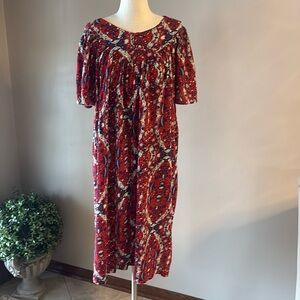 Go softly patio oversized mumu house dress almost full zippered front size L